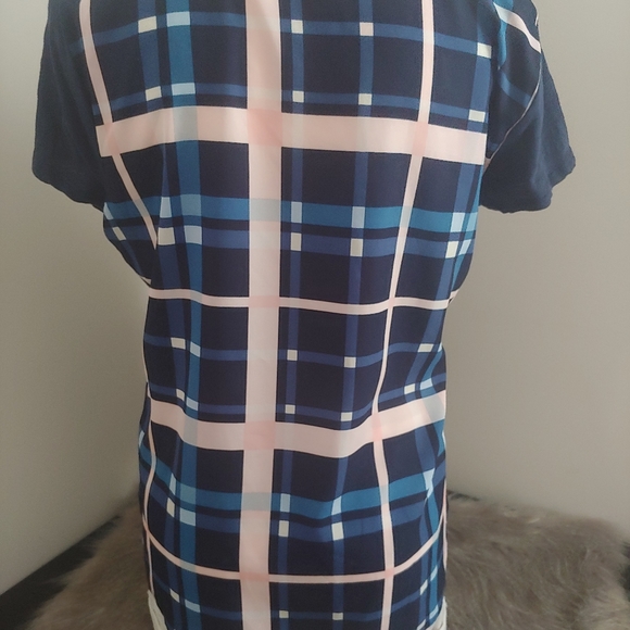 New maison Jules blue scoopneck t-shirt plaid